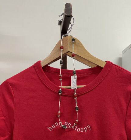 Stretchy Scarlet and Gray Glitz Necklace
