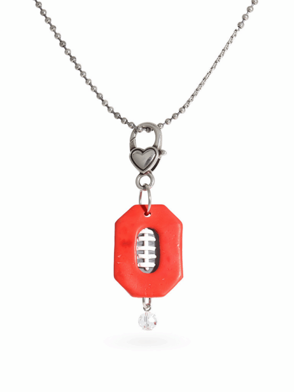 Touchdown Heart Necklace with scarlet football pendant