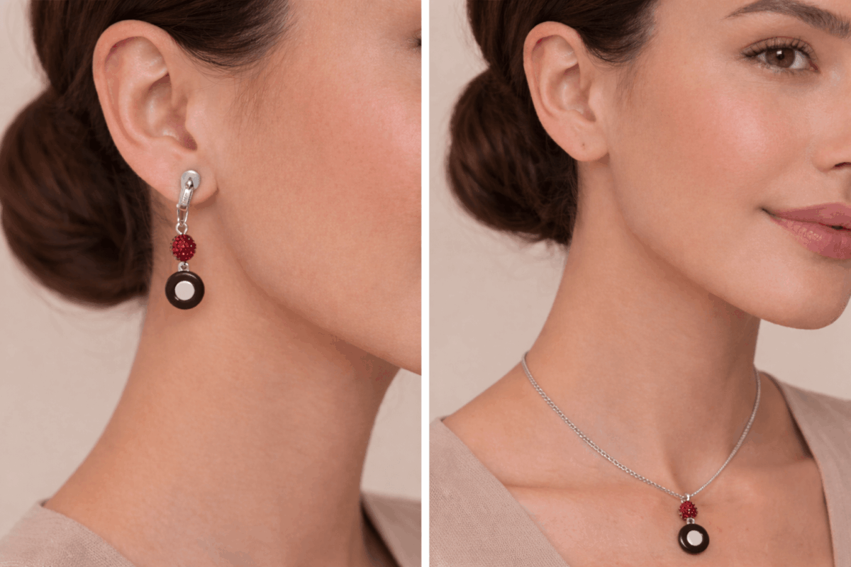 Buckeye clip-on earrings with polymer clay charm